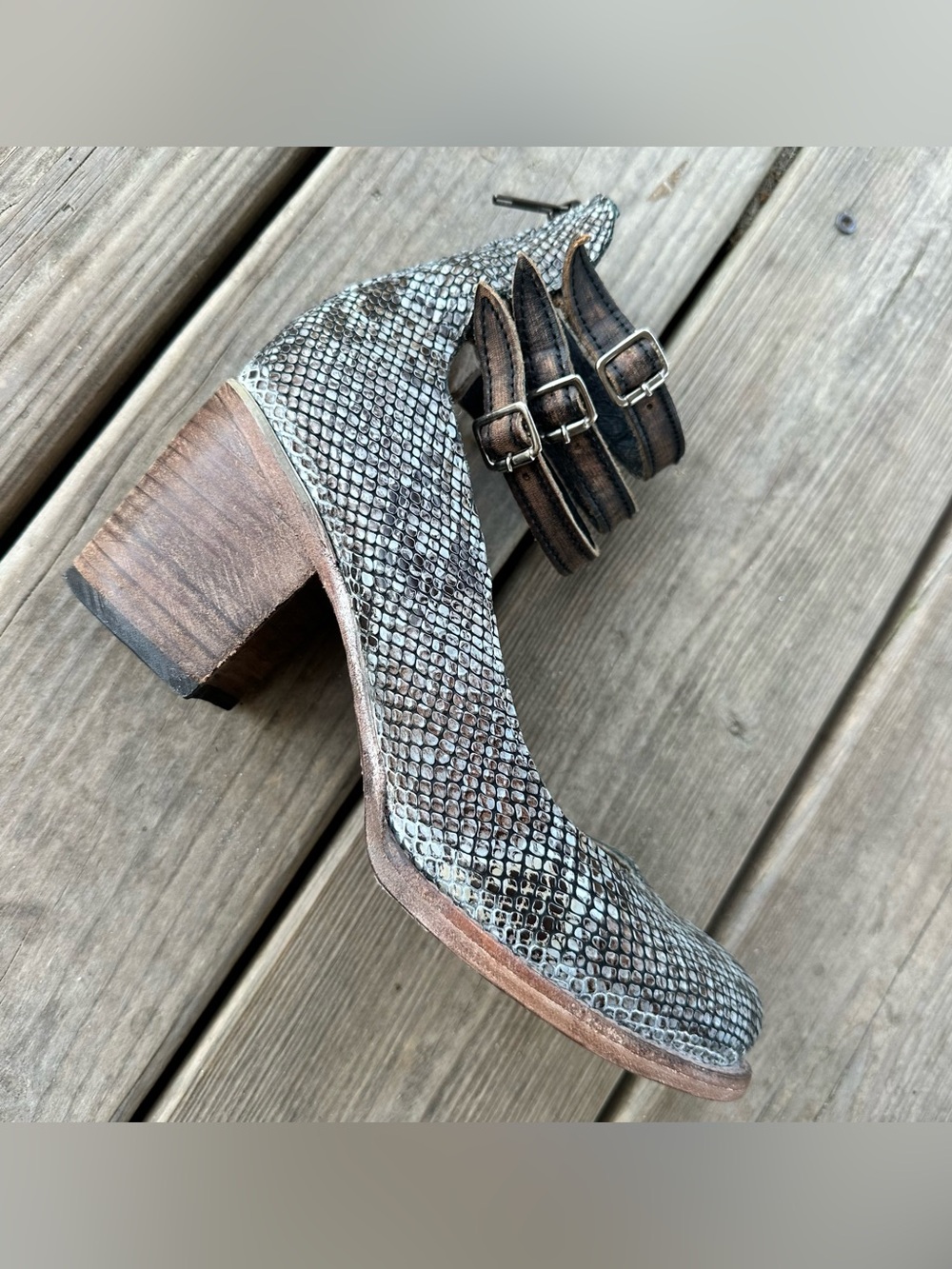 Freebird by Steven Randi Blue Multi Snake Python Heel 9 - Picture 12 of 14